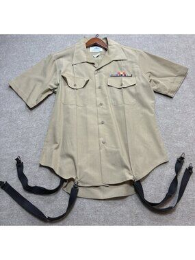 USMC Service Uniform Khaki Dress Short Sleeve Shirt 17 Marine Corps Desert Storm